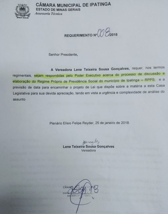 Requerimento cobra prefeito sobre regime de previdência para servidores